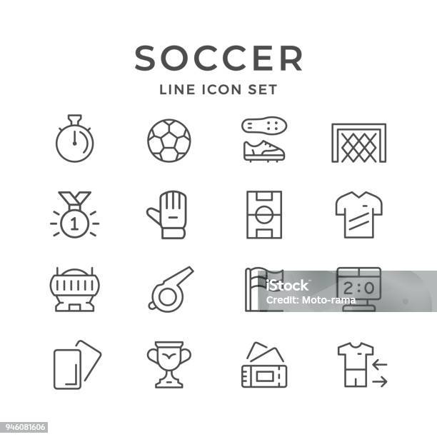 Set Line Icons Of Soccer Stock Illustration - Download Image Now - Icon Symbol, Soccer, Glove