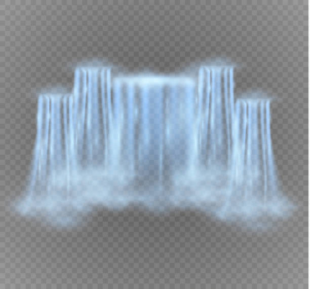 realistyczny wodospad wektorowy z czystą wodą. naturalny element do projektowania obrazów krajobrazowych. odizolowane na przezroczystym tle - beauty in nature clean cool stream stock illustrations