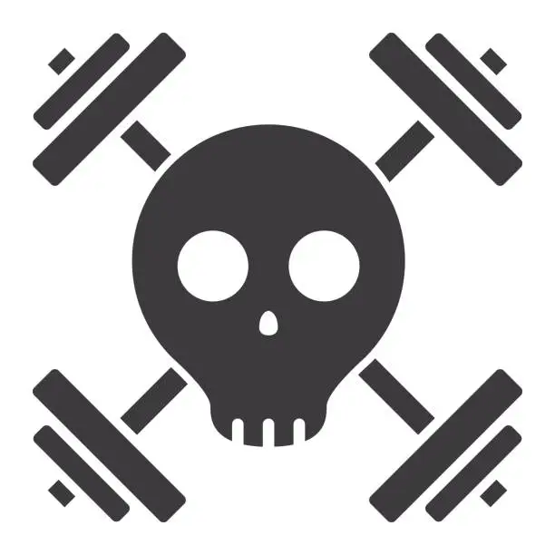 Vector illustration of Skull with Barbells Icon