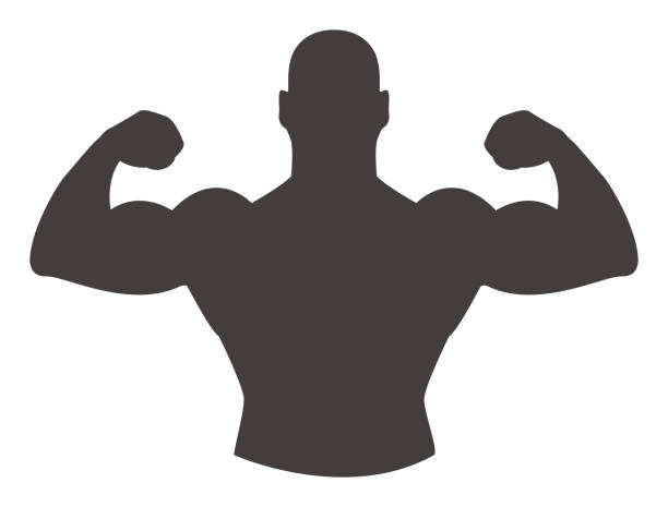Strong Man Arms Up Icon Vector of Strong Man Arms Up Icon body building stock illustrations