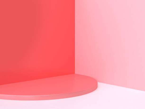 istock pink-red wall corner scene abstract minimal background with semicircle shape 3d rendering 946089714