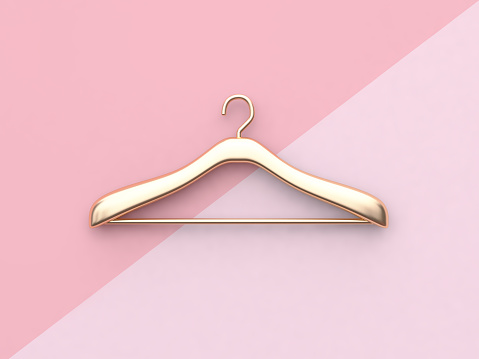 negocios moda concepto oro perchas render 3d mínimo fondo rosa photo