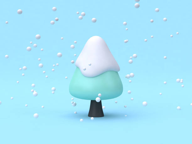 winter nature concept scene cartoon style abstract tree 3d rendering