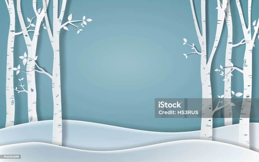 Forest of winter season,Paper vector Illustration Winter stock vector