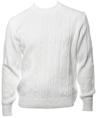 White woven longtsleeve jersey on a mannequin isolated on a white background