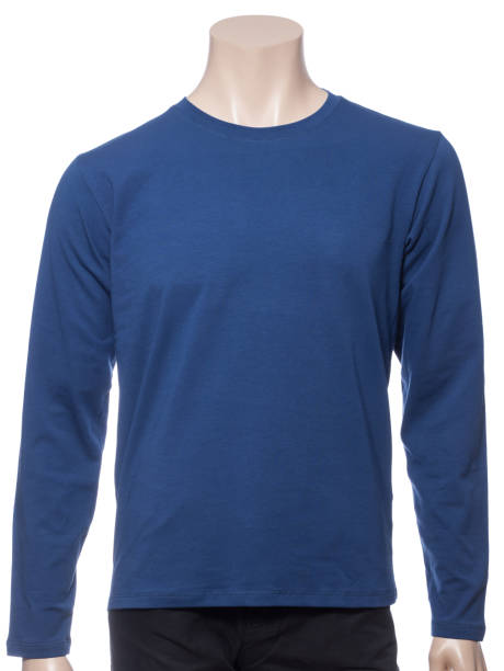 istock Blue longsleeve cotton tshirt on a mannequin isolated 946103054