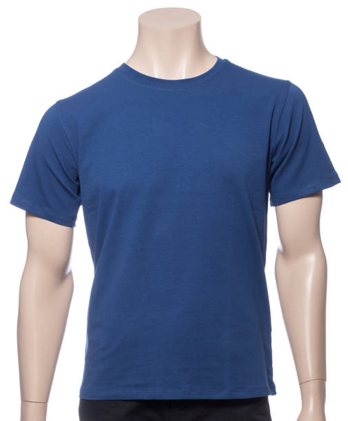 istock Blue shortsleeve cotton tshirt on a mannequin isolated 946103082