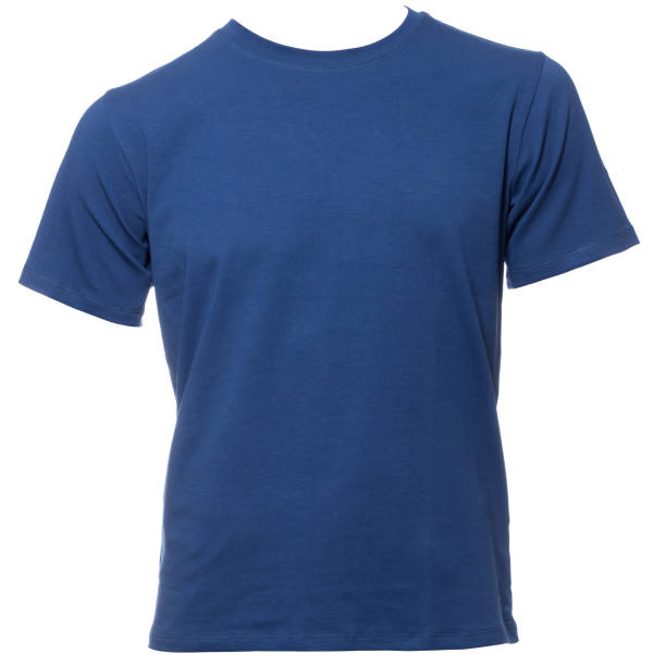 Blue shortsleeve cotton tshirt on a mannequin isolated