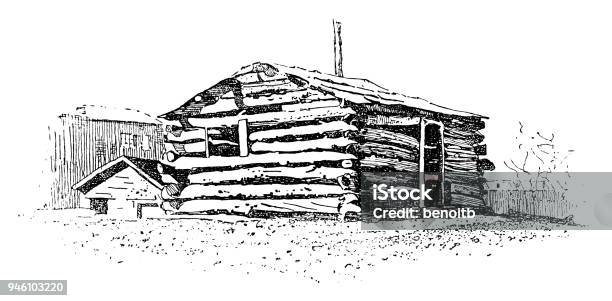 Log Cabin Stock Illustration - Download Image Now - Log Cabin, Illustration, 19th Century