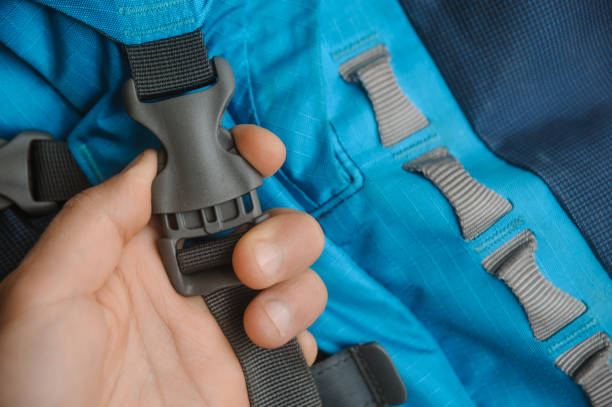 istock grey fastex buckle of trekking backpack 946105338
