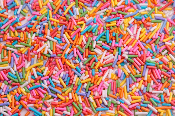 colorful sugar sprinkle background ,decoration for cake and bakery - confeito colorido para bolos imagens e fotografias de stock