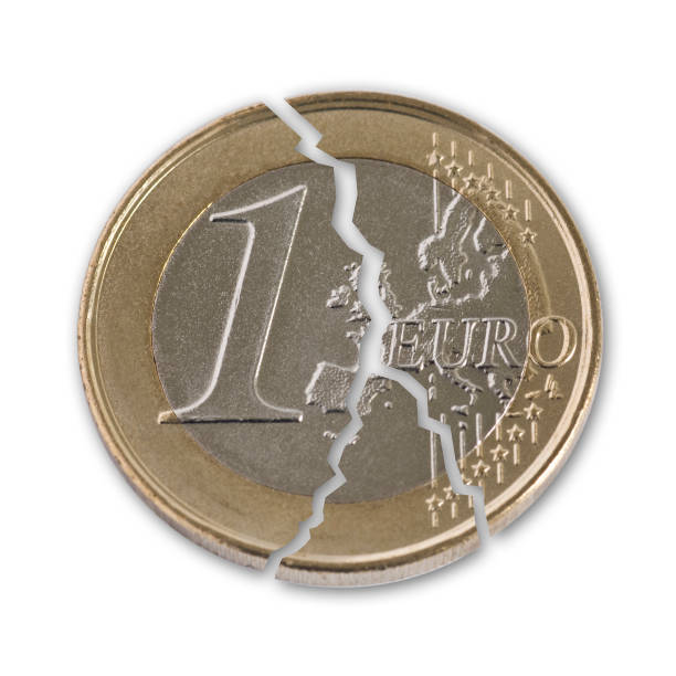 istock Broken Euro Coin, isolated on white background 946110206