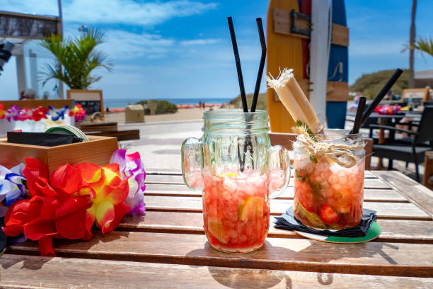istock Large cocktails on the beach 946113768