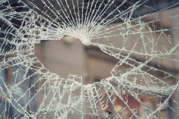 istock Hole in broken shattered security glass, shape of Czech Republic 946114670