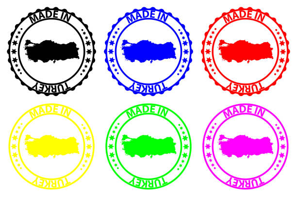 터키 도장에서 - circle rubber stamp star shape grunge stock illustrations