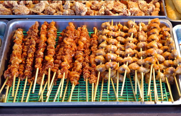 istock Seasoned Chicken Meat on Skewers 946114918