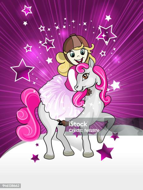 Love Of The Girl And Pony Poster Design Stock Illustration - Download Image Now - Pony, Small, Animal