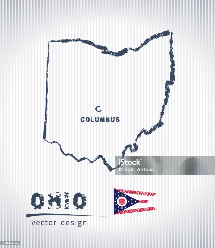 Ohio Drawing Vector Ohio Vector Chalk Drawing Map Isolated On A White Background Stock ...