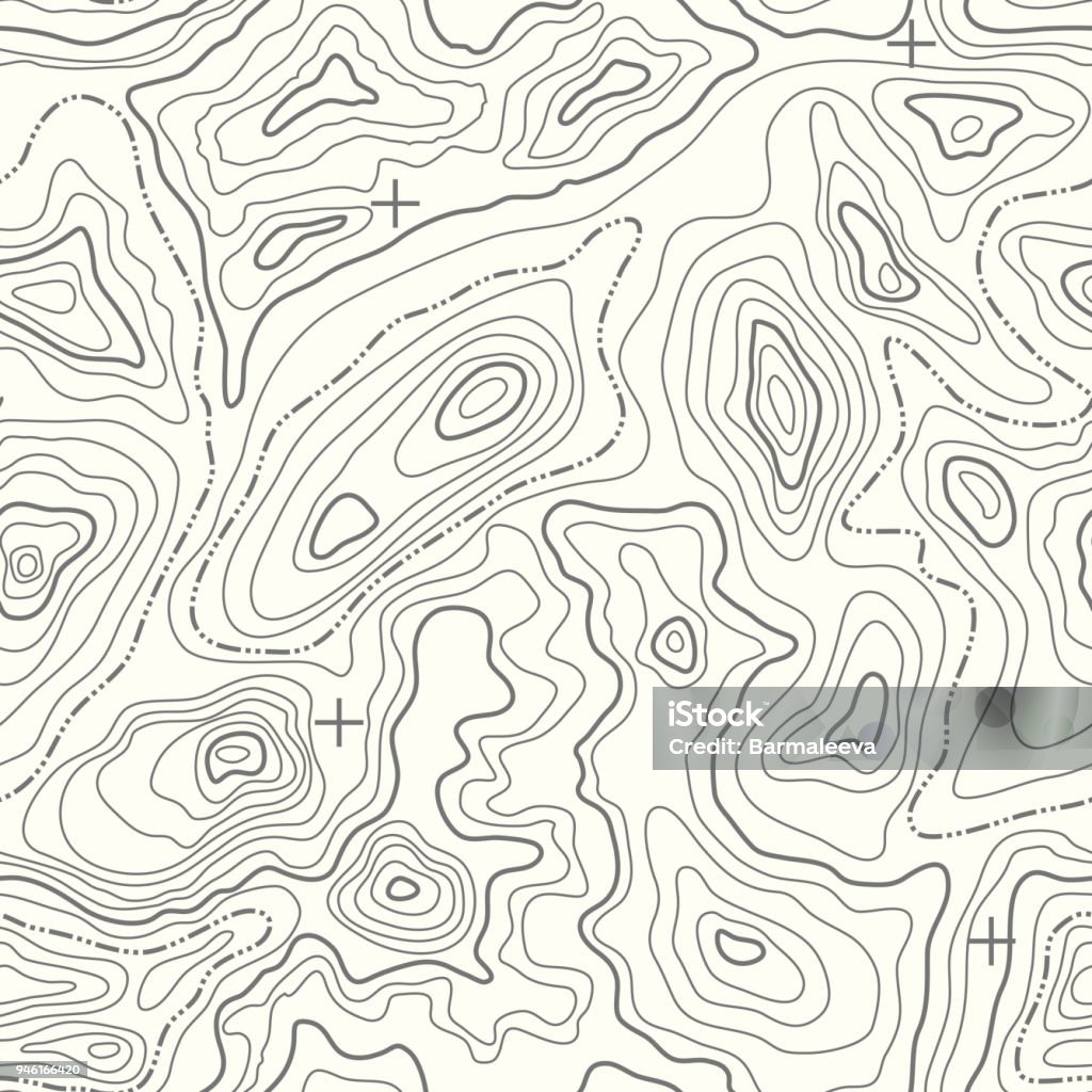 Nahtlose Vektormuster Topographische Karte. Kontur topographische nahtlose Vektorkarte - Lizenzfrei Abenteuer Vektorgrafik