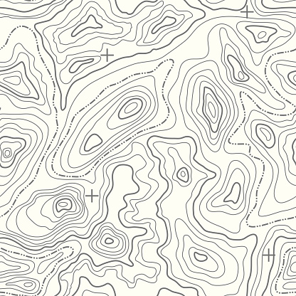Seamless topographic map pattern. Contour topographic seamless vector map. Vector illustration