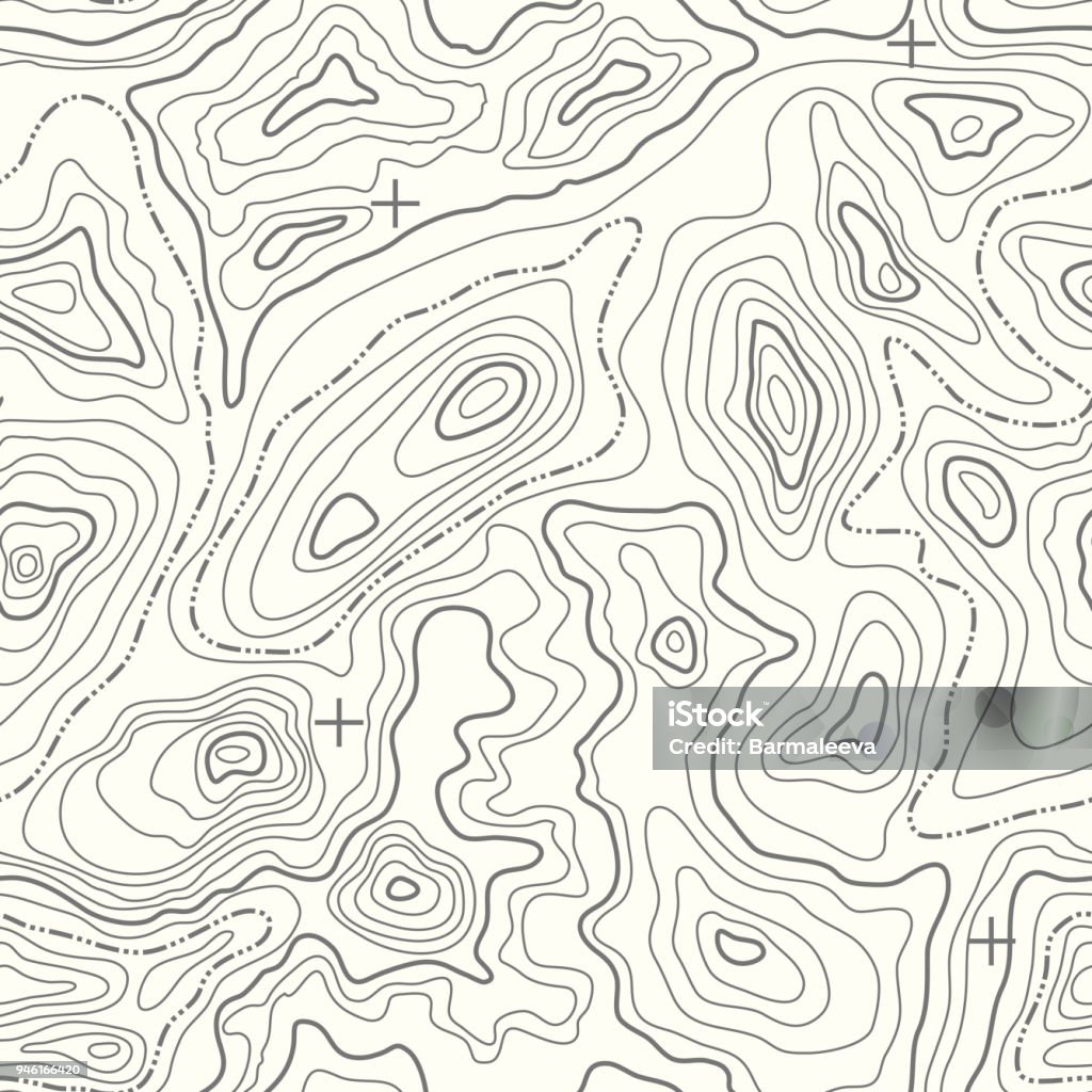 Seamless Vector Topographic Map Pattern. Contour topographic seamless vector map Seamless topographic map pattern. Contour topographic seamless vector map. Vector illustration Adventure stock vector