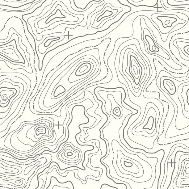 Seamless Vector Topographic Map Pattern. Contour topographic seamless vector map Seamless topographic map pattern. Contour topographic seamless vector map. Vector illustration wilderness stock illustrations