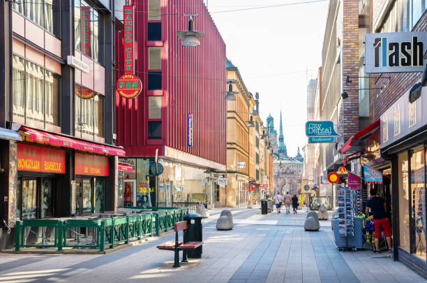 Drottninggatan street. Stockholm, Sweden stock photo