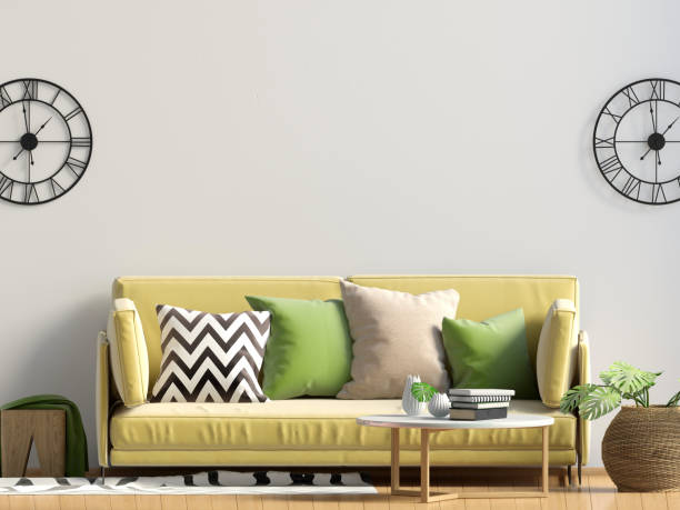 istock Modern interior with coffee table and sofa. Wall mock up. 3d illustration. 946176790