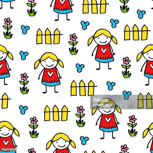 Vector Kids Pattern Stock Illustration - Download Image Now - Abstract ...