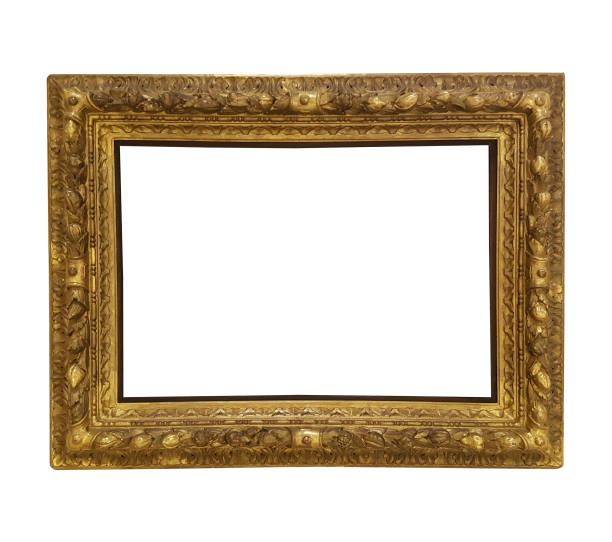 istock Ancient gold picture frame isolated on white 946178046