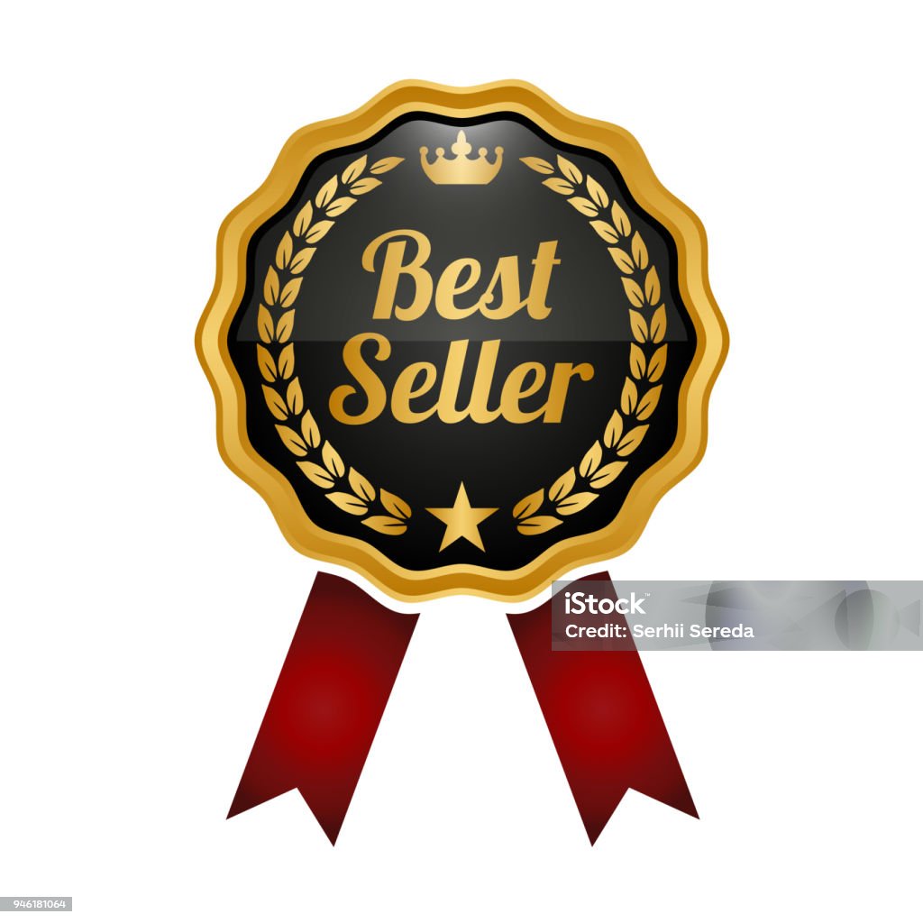 Best seller label on white background. Best seller medal on white background. Vector illustration Success stock vector