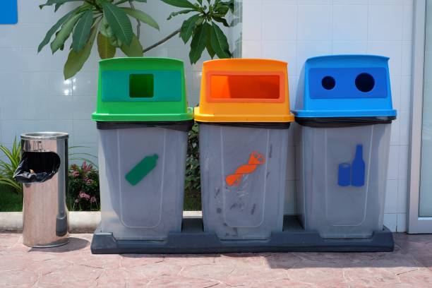 istock different colors bins to separate different types of waste 946187004