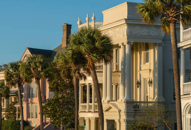 Charleston, USA - December 22, 2017. United States Custom House in Charleston, a port city in South Carolina and a popular tourist destination for its charming cobblestone streets, colorful antebellum houses and historic plantations.