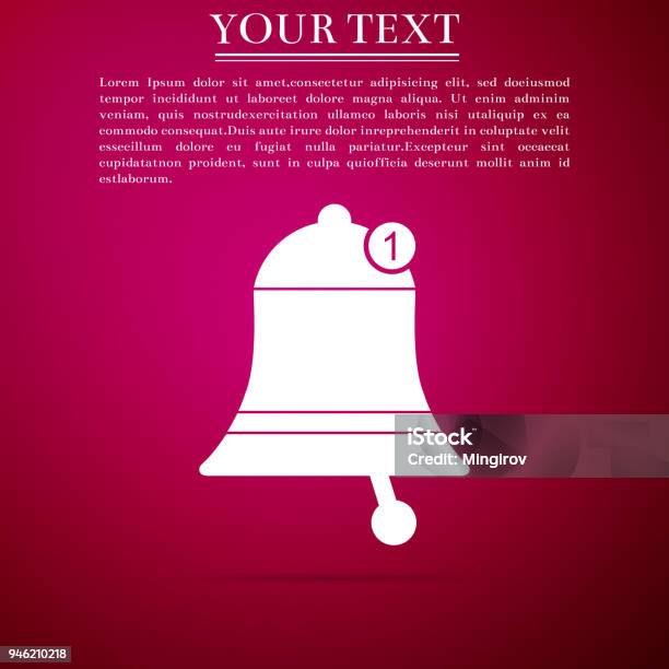 Bell Icon Isolated On Red Background New Notification Icon New Message Icon Flat Design Vector Illustration Stock Illustration - Download Image Now
