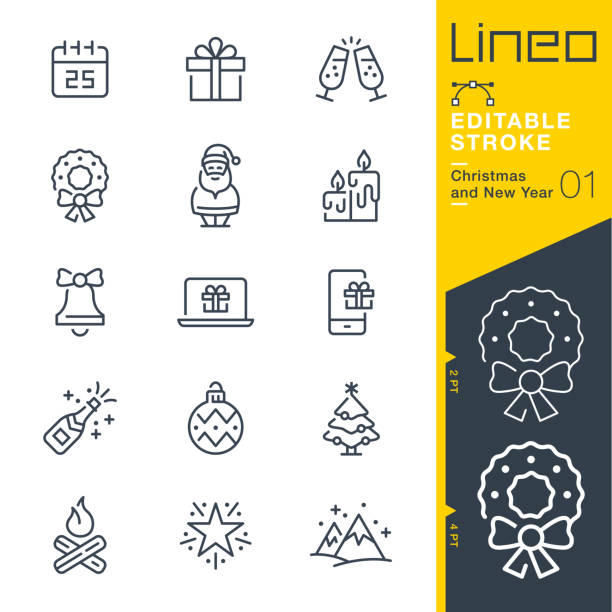 Lineo Editable Stroke - Christmas and New Year line icons Vector Icons - Adjust stroke weight - Expand to any size - Change to any colour christmas symbols stock illustrations