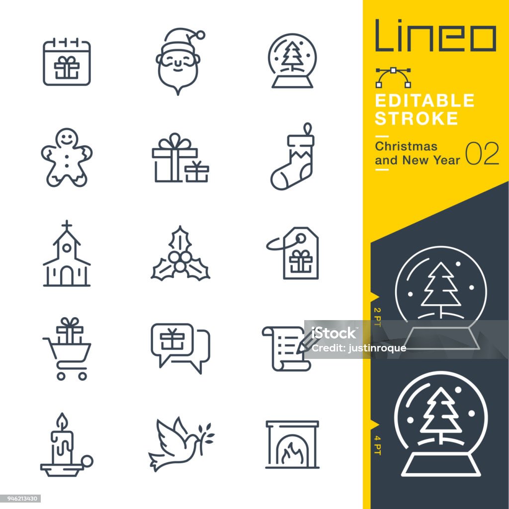 Lineo Editable Stroke - Christmas and New Year line icons Vector Icons - Adjust stroke weight - Expand to any size - Change to any colour Icon Symbol stock vector