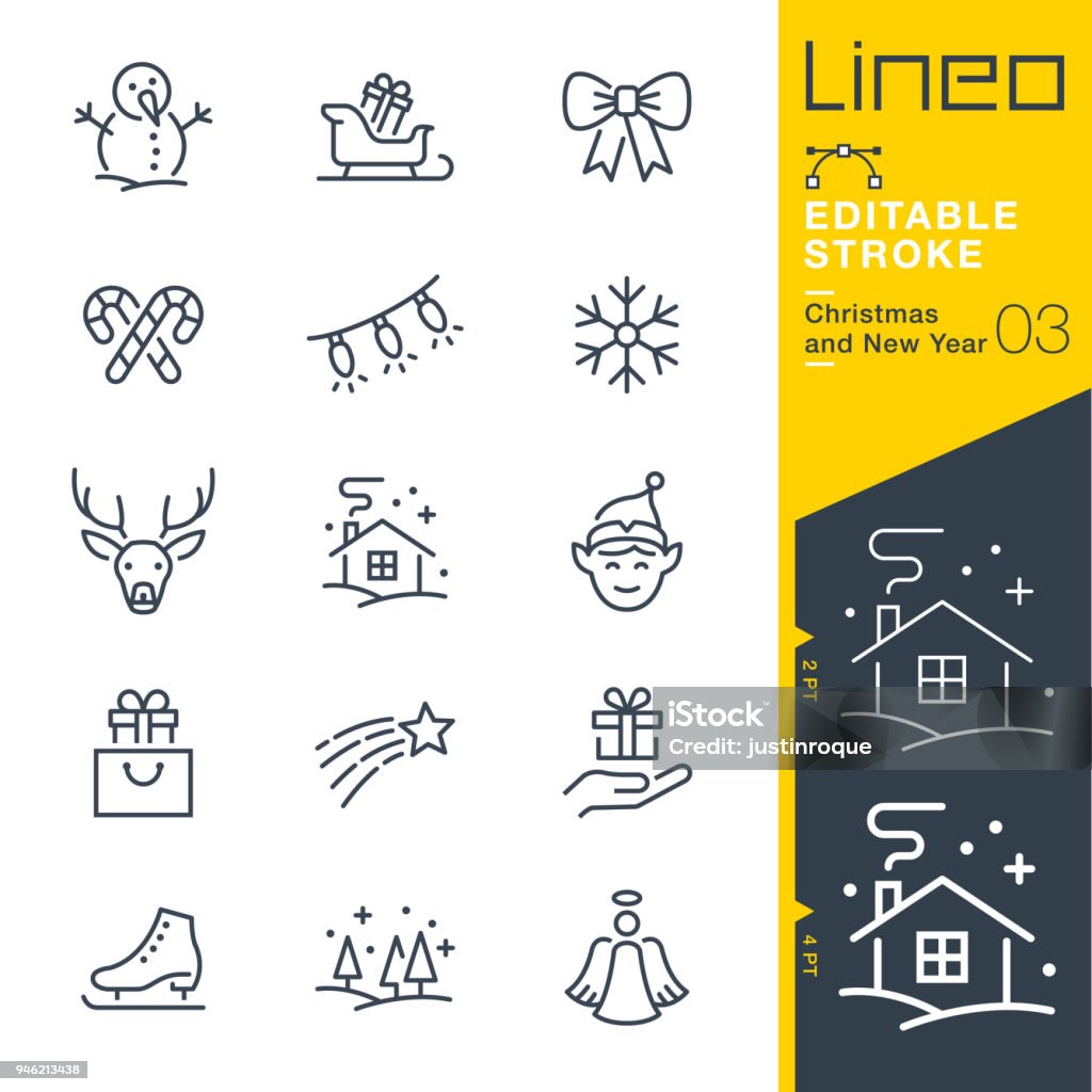 Lineo Editable Stroke - Christmas and New Year line icons Vector Icons - Adjust stroke weight - Expand to any size - Change to any colour Icon Symbol stock vector