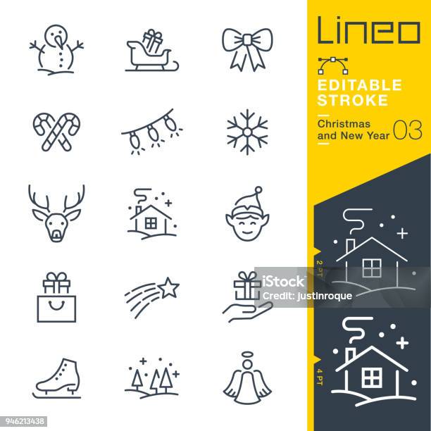 Lineo Editable Stroke Christmas And New Year Line Icons Stock Illustration - Download Image Now