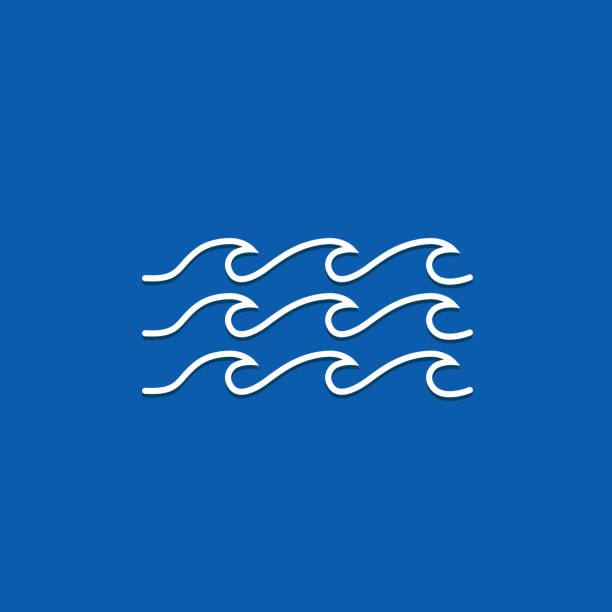 벡터 아이콘 파도입니다. 바다 물입니다. 초록 바다 아이콘 로고입니다. 양식된 바다 파도입니다. 개요 아쿠아 비치 블루입니다. 개념 곡선 디자인입니다. 파란색 배경입니다. - water surface water sine wave backgrounds stock illustrations