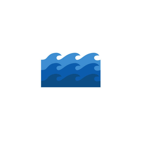 벡터 아이콘 파도입니다. 바다 물입니다. 초록 바다 아이콘입니다. 양식된 바다 파도입니다. 아쿠아 블루 라인입니다. 개념 곡선 - water surface water sine wave backgrounds stock illustrations