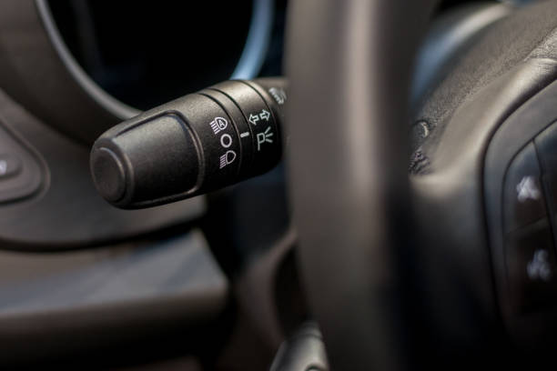 Car interior with light switch, close up stock photo
