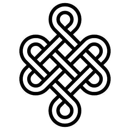 Mystical knot of longevity and health, a sign of good luck Feng Shui, vector the infinity knot, health symbol tattoo