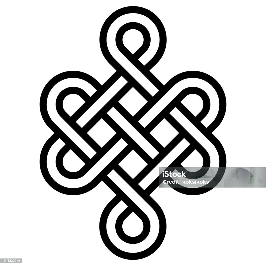 Mystical knot of longevity and health, sign  good luck Feng Shui, vector the infinity knot, health symbol tattoo Mystical knot of longevity and health, a sign of good luck Feng Shui, vector the infinity knot, health symbol tattoo Tied Knot stock vector