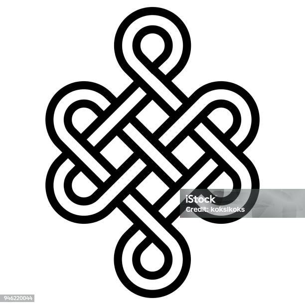 Mystical Knot Of Longevity And Health Sign Good Luck Feng Shui Vector The Infinity Knot Health Symbol Tattoo Stock Illustration - Download Image Now