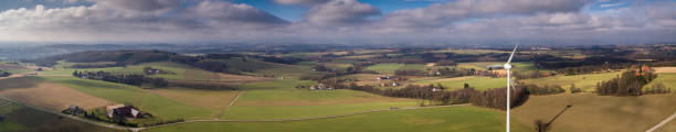 german near herford landscape with wind turbine - aerial view - herford imagens e fotografias de stock