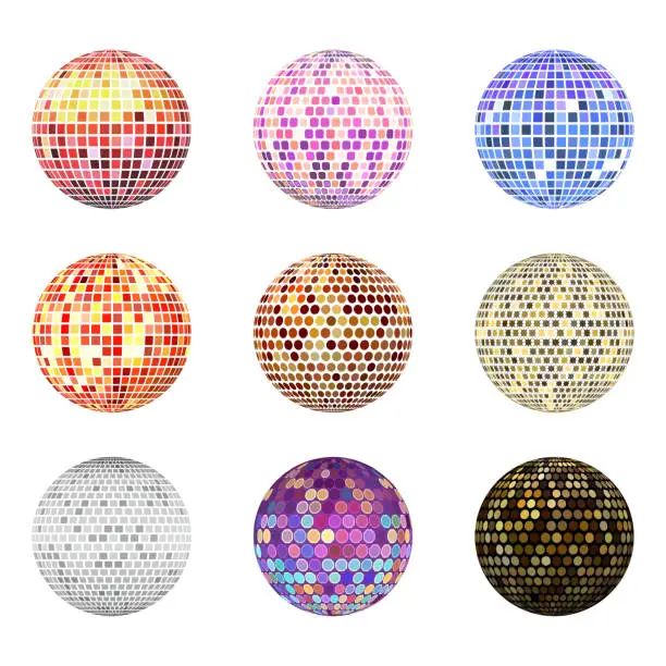 Vector illustration of Disco ball discotheque music party night club dance equipment vector illustration