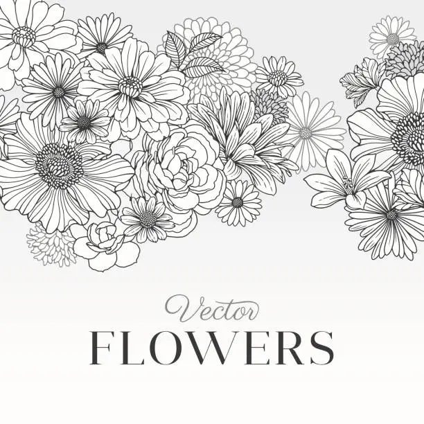 Vector illustration of Modern Graphic Flowers