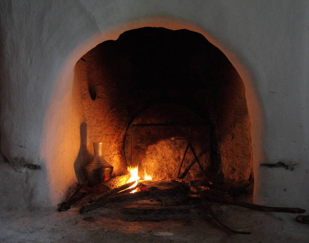 Antique floor furnace scene. The photo had been taken in Akyaka - Mugla - TURKEY. It is one of a cultural symbol for old village houses in Aegean Region and Anatolia.