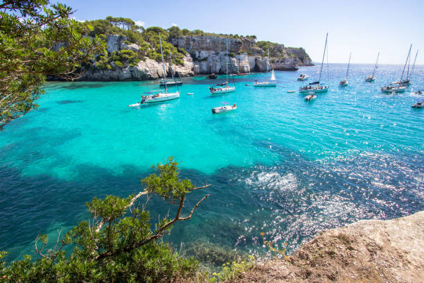 istock Boats and yachts on Macarella beach, Menorca, Spain 946233368