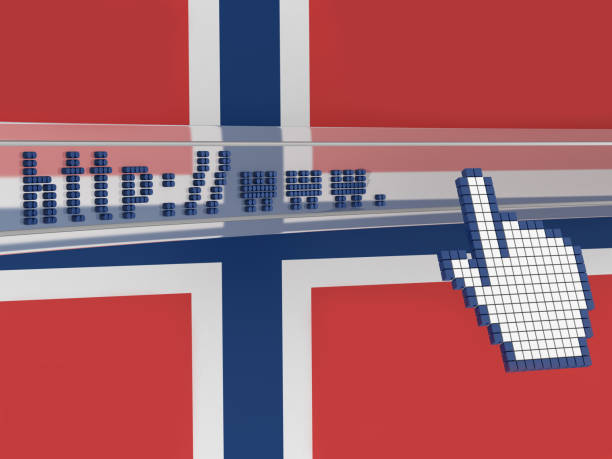 istock Internet Browser Against the Background of the Norway Flag . 946236488